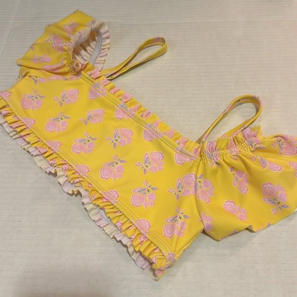 Janie and Jack Floral Smocked cold shoulder 2 piece bikini swimsuit size 14 - Picture 7 of 13